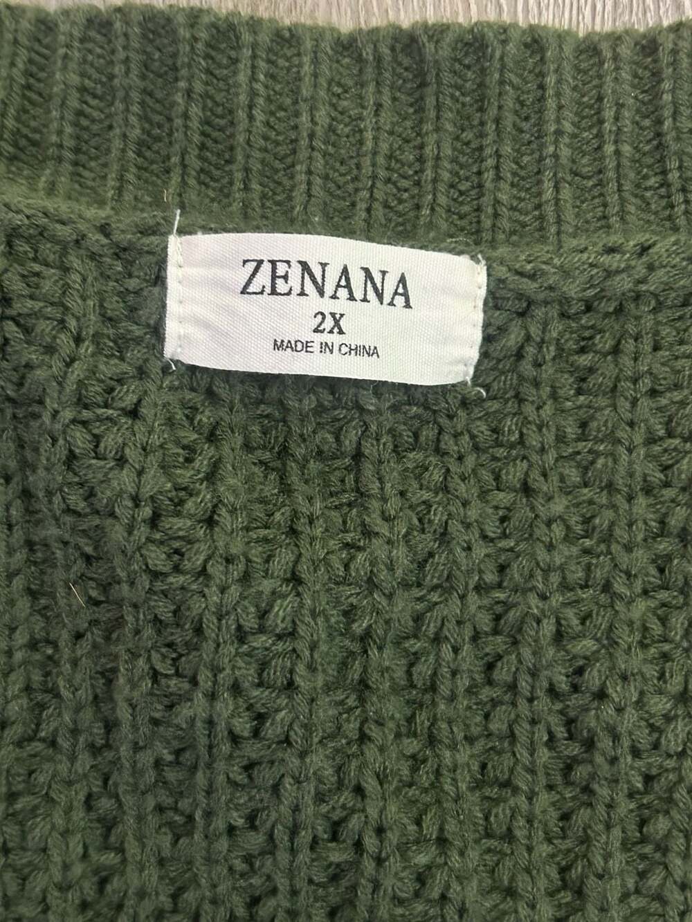 Waffle Knit Button-Down Cardigan, Deep Green, Size 2X - Picture 2 of 6